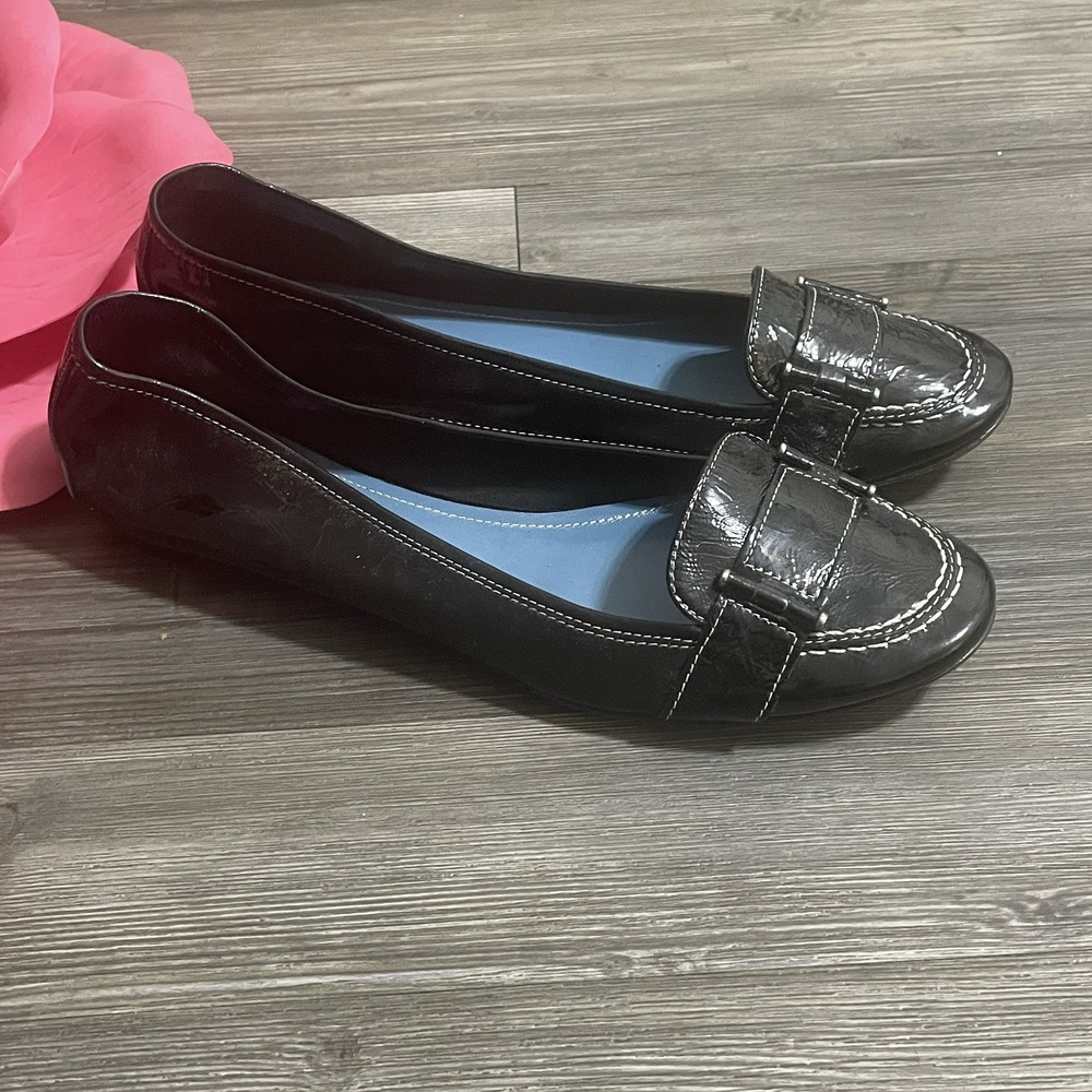 BIALA Black Patent Leather Flats Womens Sz 10M Made In ITALY Office Career - Picture 2 of 14